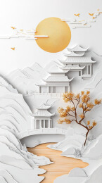 【AIGC】中国中秋节传统纹理装饰背景