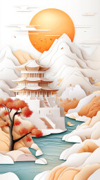 【AIGC】中国中秋节传统纹理装饰背景