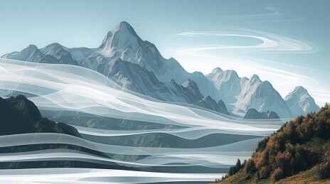 雪山与流动线的梦幻景观