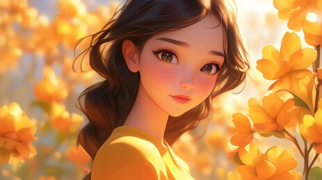 3D女孩和植物