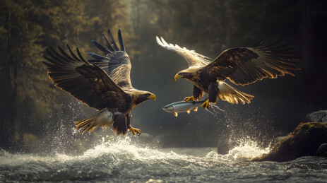 捕鱼的老鹰风景