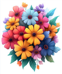 3D花束手捧花花卉卡通背景素材