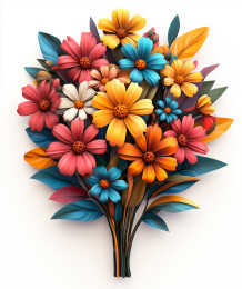 3D花束手捧花花卉卡通背景素材