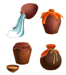 中式国潮酒坛子插画