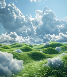 连绵起伏的绿色山丘