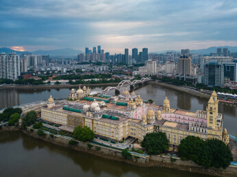 航拍福州中洲岛