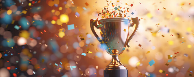 商务年会金色奖杯主题背景