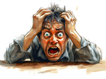 惊恐的打工者卡通插画