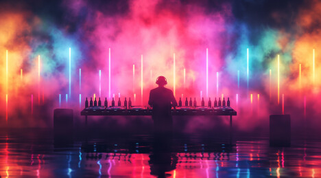 一位音乐DJ在梦幻的舞台打碟