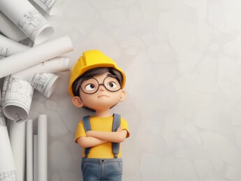 建筑工地上拿着图纸的工程师