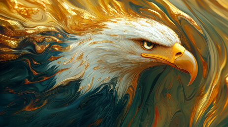 漂亮的金沙油漆抽象艺术白头鹰插画