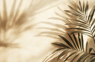 棕榈叶对天空的特写镜头