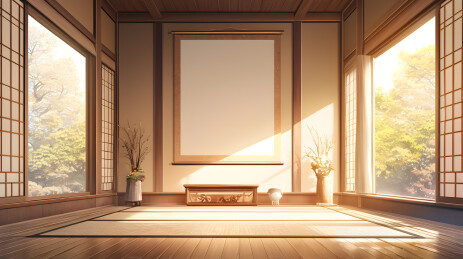 中国风古代建筑画轴画卷插画