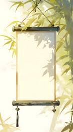 中国风古代建筑画轴画卷插画