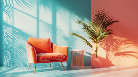 3D室内多巴胺色系极简背景墙