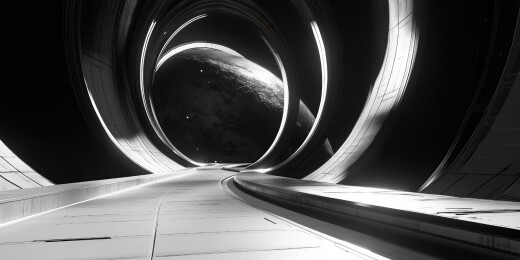 科技科幻未来宇宙空间站内部特写3D立体