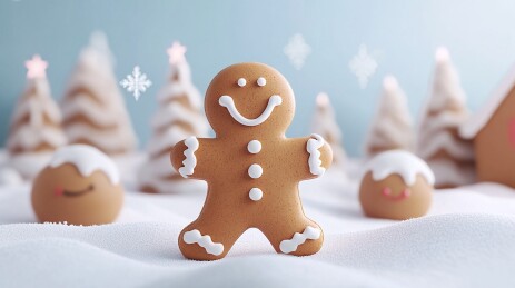 可爱姜饼人卡通圣诞节插图