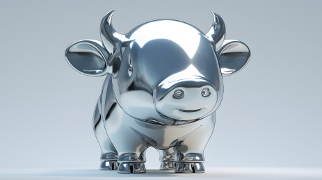 银色的小牛雕塑