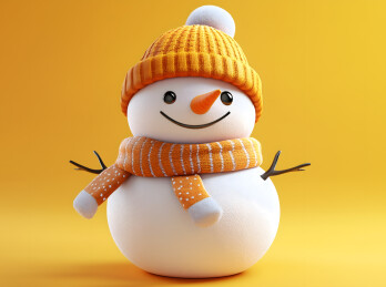 3D渲染卡通可爱的小雪人手办
