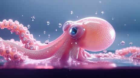 粉色八爪鱼的生动艺术表现