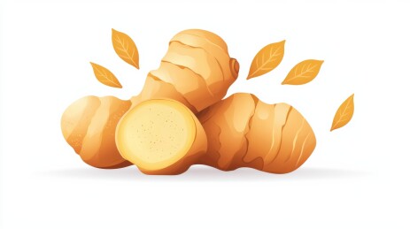 健康的姜块与叶子插图