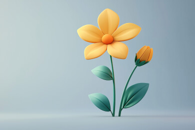 3D立体花朵插画