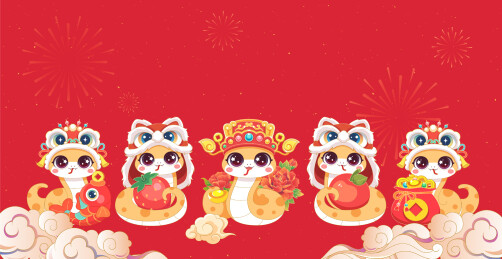 蛇年金蛇送福矢量国潮插画