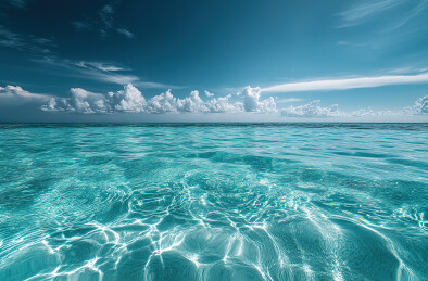 蓝天映衬下的海洋风景