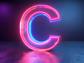 霓虹灯风格艺术字英文字母C