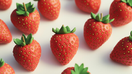 3D草莓水果插图