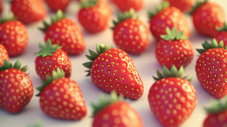 3D草莓水果插图