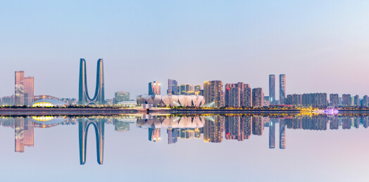 浙江杭州奥体博览城建筑夜景