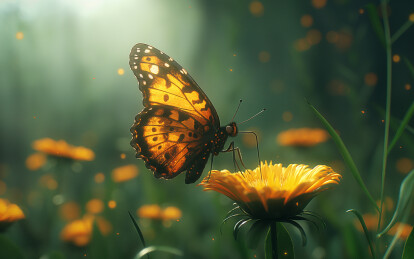 漂亮的花朵上一只蝴蝶