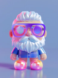 炫彩潮流3D卡通圣诞老人装饰插画