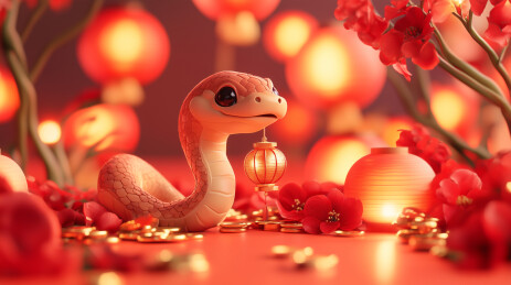 新年可爱的蛇生肖形象