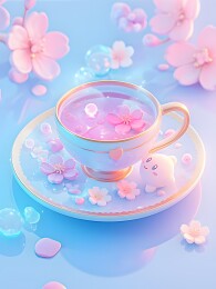 茶杯梦幻甜美场景
