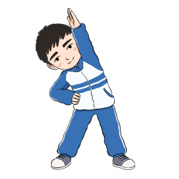 小学生男孩身穿校服做操单人图
