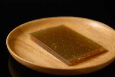 桌面上的盘子里的干爽通透的吉利丁