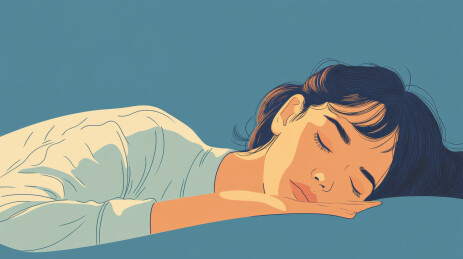 夜晚睡觉的女性