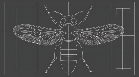 蜜蜂详细线框插图
