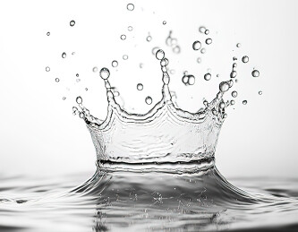 白色背景下水滴下落的特写镜头