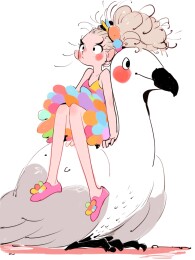 坐在鸟上的女孩