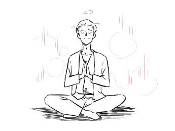 冥想打坐手绘线稿