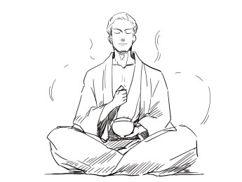 冥想打坐手绘线稿