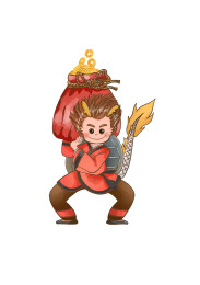 龙生九子神兽拟人霸下乌龟扛福袋国潮风