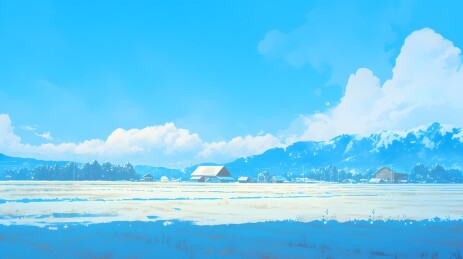 冬季雪天暴风雪过后的晴朗天空户外场景插画