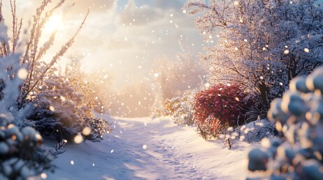 冬季雪天暴风雪过后的晴朗天空户外场景插画