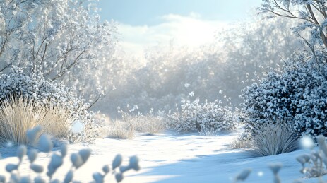 冬季雪天暴风雪过后的晴朗天空户外场景插画