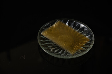 桌面上的盘子里的干爽通透的吉利丁