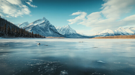 冬季雪山冰湖背景
